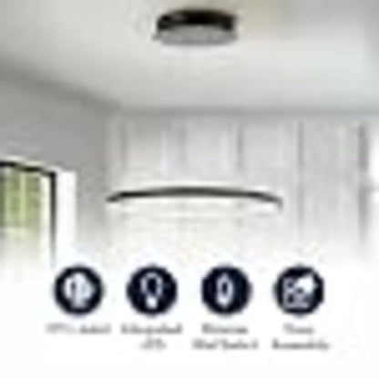 JONATHAN Y 15.75" Matte Black Modern LED Pendant Dimmable Round JYL7202A