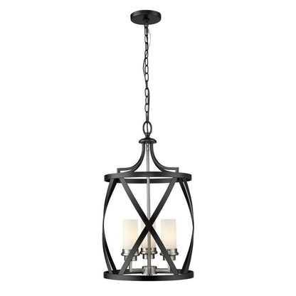 Z-Lite 481P14-MB-BN Malcalester Pendant, 3-Light, Matte Black & Brushed Nickel