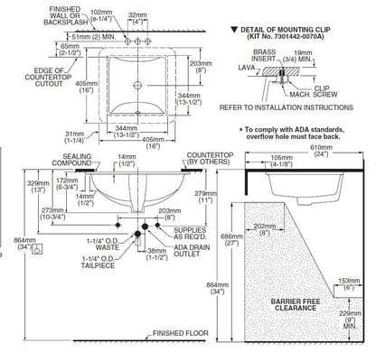 American Standard 0426000.020 Studio Care 13 by 13-Inch Under Counter, White