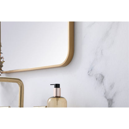 Elegant MR802036BR Evermore 20x36 Soft Corner Metal Rectangular Mirror in Brass