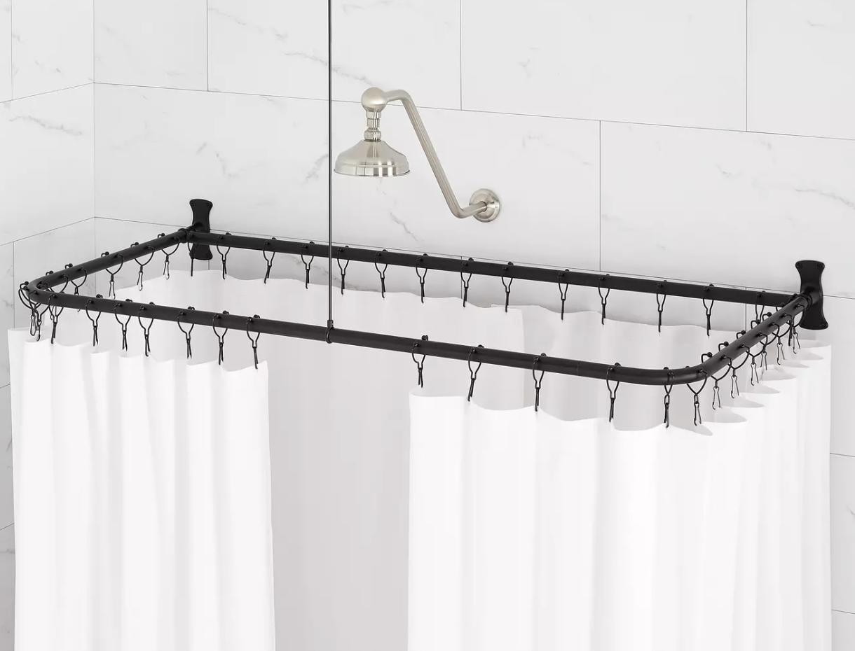 Signature Hardware 60" X 27" D-Shaped Solid Brass Shower Ring - Matte Black