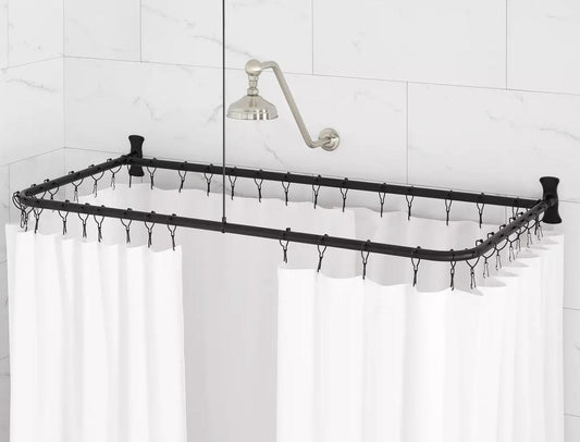 Signature Hardware 60" X 27" D-Shaped Solid Brass Shower Ring - Matte Black