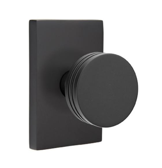 Emtek 5052-BN-US19 Bern Door Knob Dummy Set w/Rectangular Rosette Flat Black