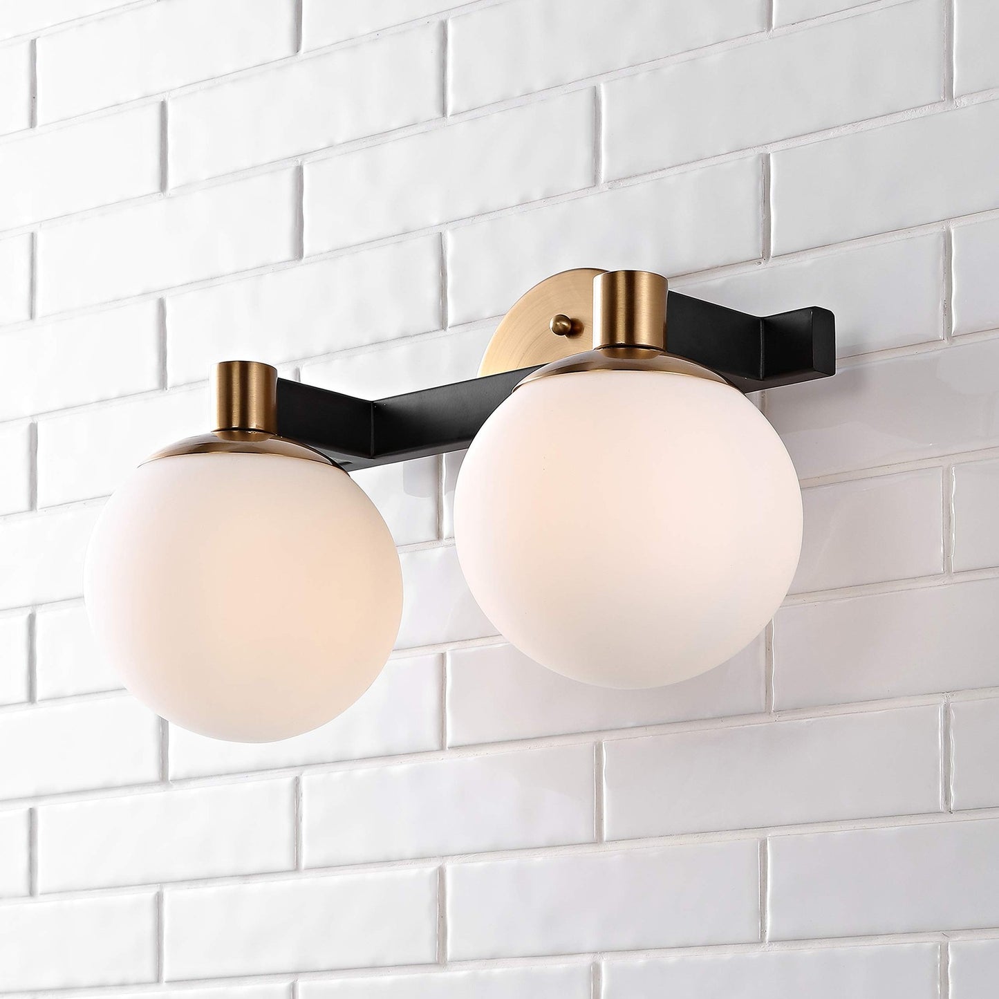 JONATHAN Y JYL3541A Modernist Globe 15.25" 2-Light LED Vanity 2700K LED