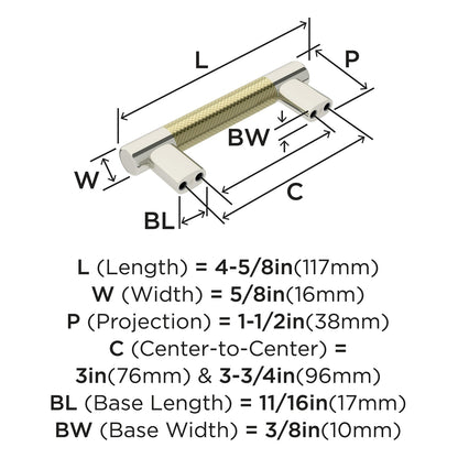 Amerock BP36557PNBBZ Cabinet Pull Polished Nickel/Golden Champagne 3-3/4" C2C