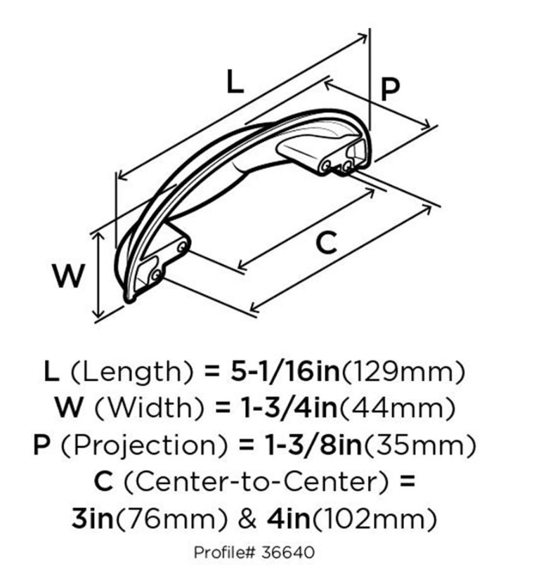 Amerock - Ashby Cup Pull - 3 or 4 in center to center - Golden Champagne