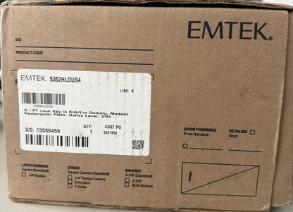 EMTEK 5352HLOUS4 Rectangular Single Point Dummy Set Helios Lever-Satin Brass