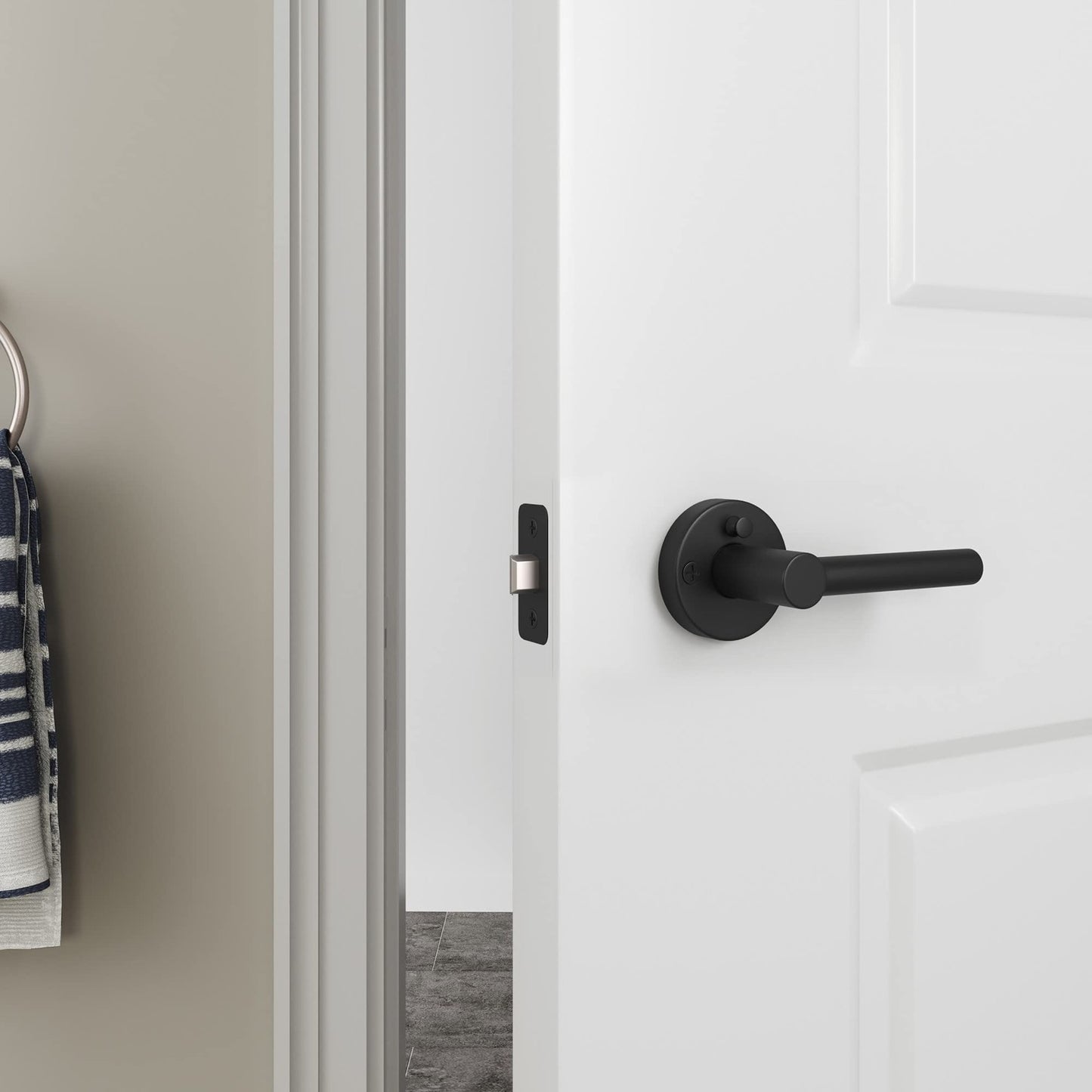 Miseno MLK3012 Elkton Round Rod Privacy Door Lever Set - Satin Brass