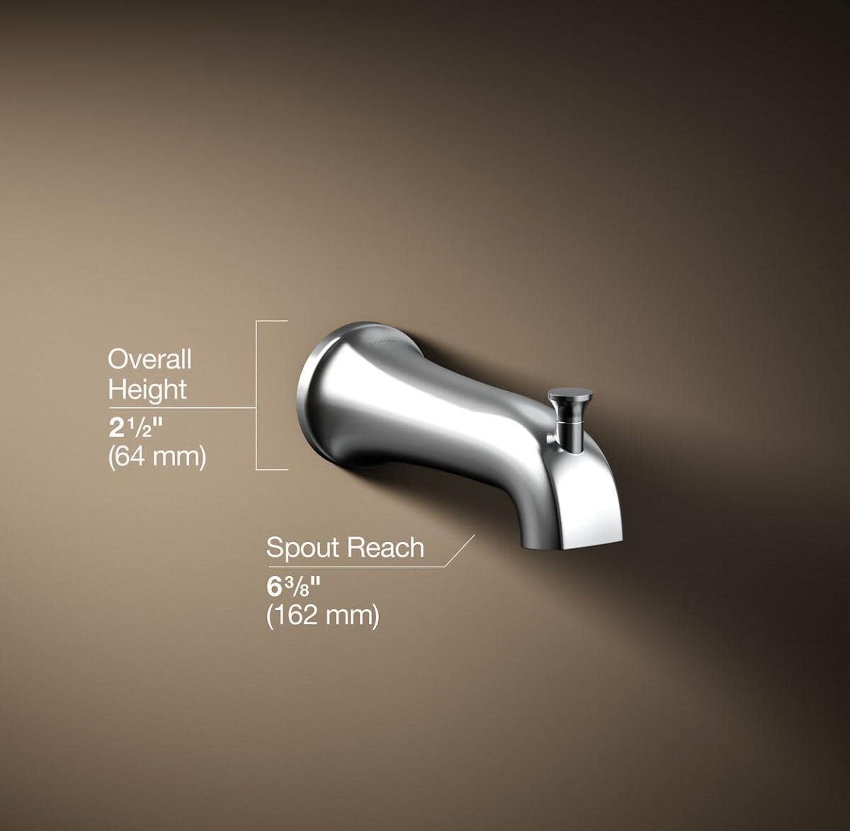 Kohler K-28563 Tempered 6-3/8" Integrated Diverter Tub Spout - Polished Chrome