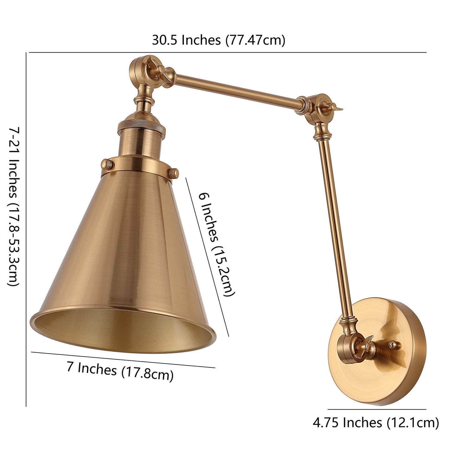 JONATHAN Y JYL7461A Rover 7"  Wall Sconce Brass Gold adjustable arm