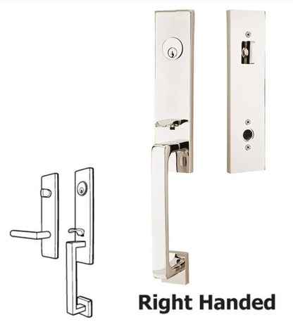 Emtek 4818HECRHUS14 Davos Single Cyl Entry Set RH Hercules Lever Polished Nickel