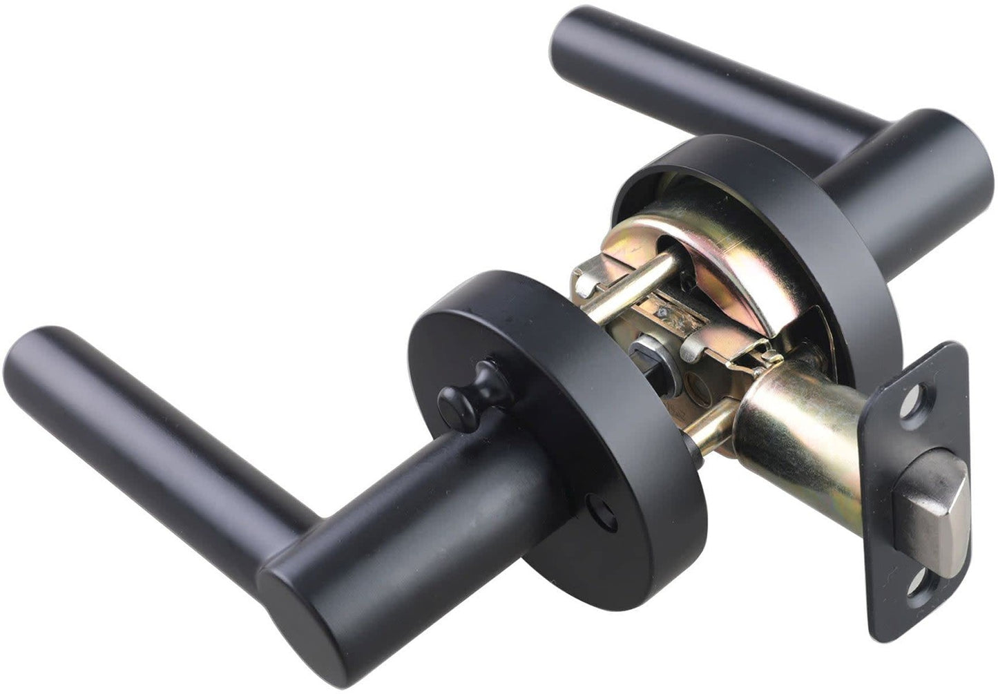 Miseno HLK2103CB Elkton Round Rod Privacy Door Lever Set - Satin Brass