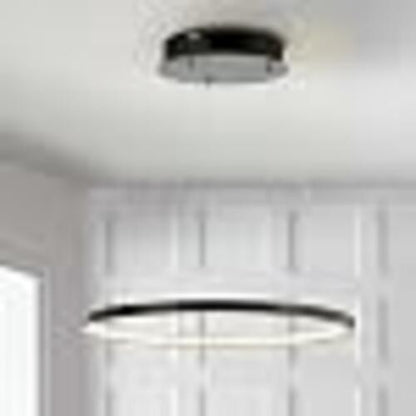 JONATHAN Y 15.75" Matte Black Modern LED Pendant Dimmable Round JYL7202A