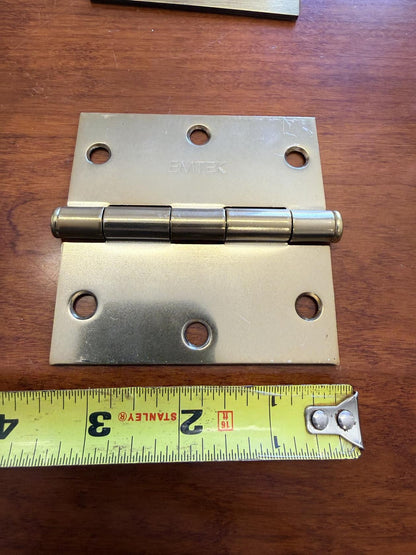 Emtek 92013 3.5"x3.5" Square Corner Plain Bearing Mortise Hinge Pair Brass