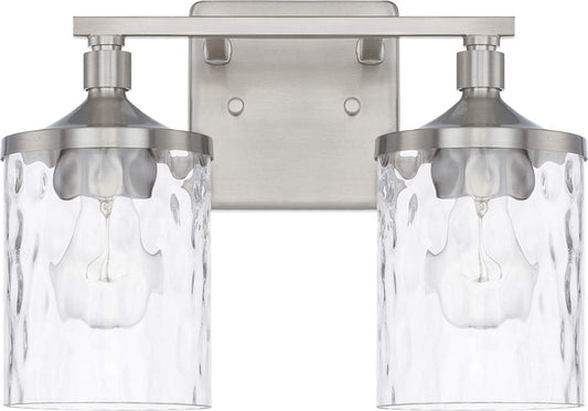 HomePlace Lighting 128821BN-451 Clear Water Glass Vanity Wall Light, 2-Light