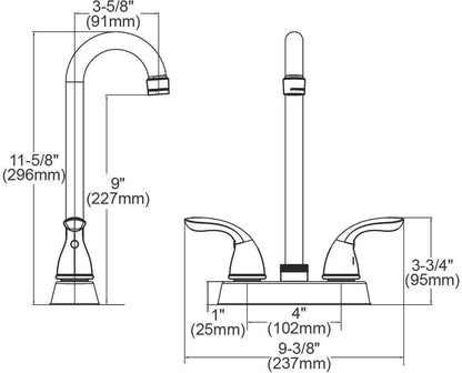 Elkay Everyday LK2477CR Deck Mount Bar Faucet with Lever Handles, Chrome