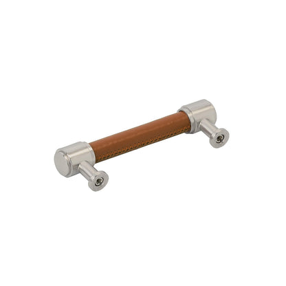 Signature Hardware 489392 Lazzara 3-3/4"C2C Cognac Leather Pull-Champagne Bronze