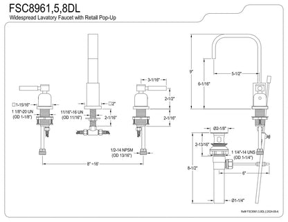 Kingston Brass FSC8965DL Concord Widespread Bathroom Faucet with Retail Pop-Up,