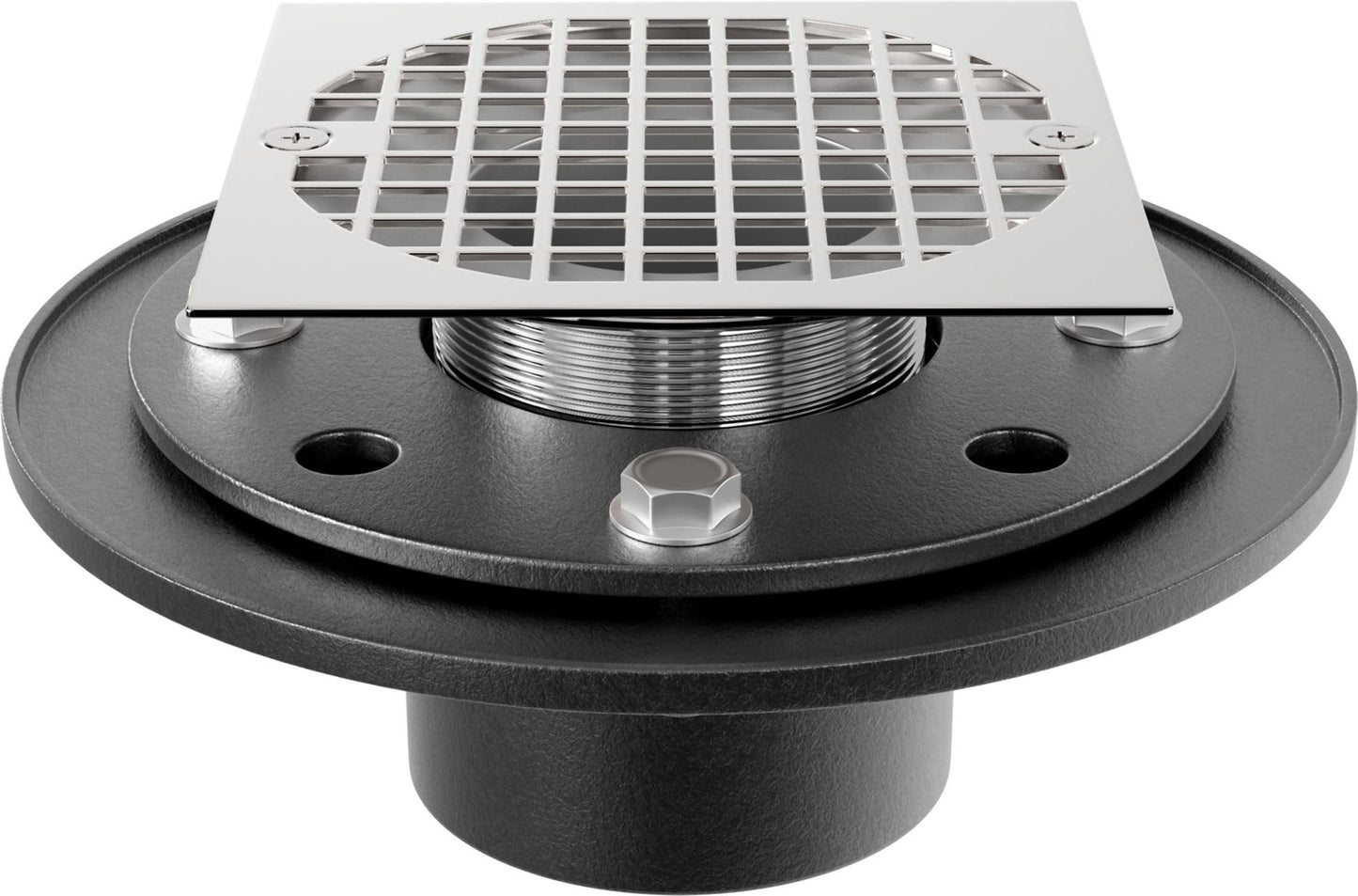 PROFLO PF42947SQ Cast Iron Square Shower Drain (2" IPS Connection) - Chrome