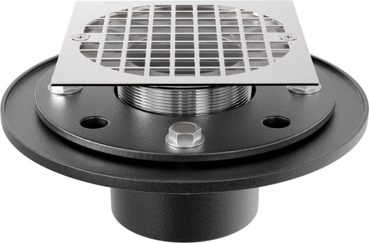 PROFLO PF42947SQ Cast Iron Square Shower Drain (2" IPS Connection) - Chrome