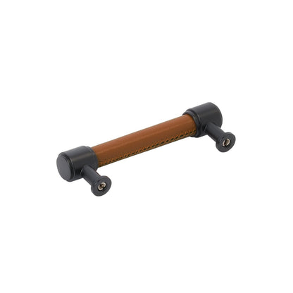 Signature Hardware 489392 Lazzara 3-3/4"C2C Cognac Leather Pull-Champagne Bronze