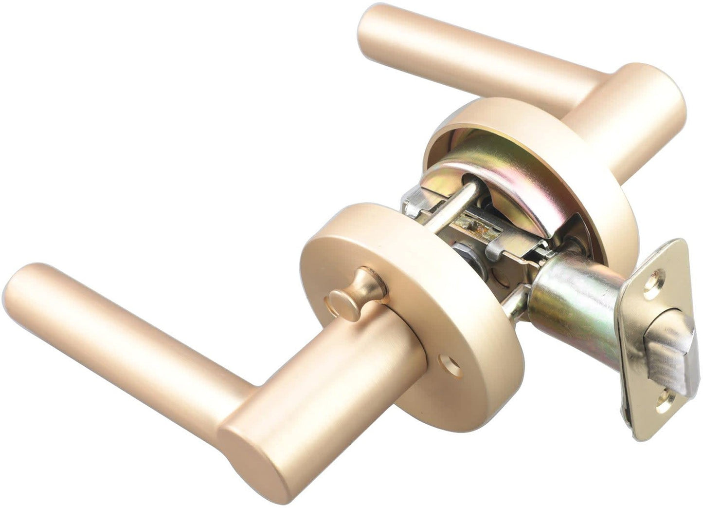 Miseno HLK2103CB Elkton Round Rod Privacy Door Lever Set - Satin Brass