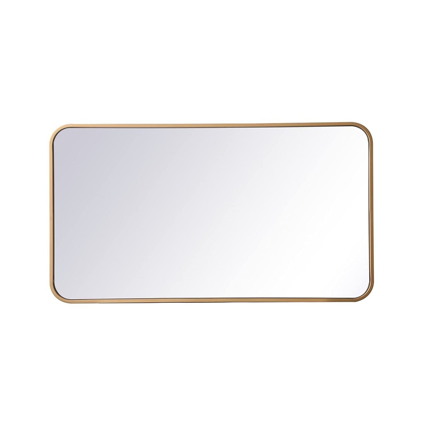 Elegant MR802036BR Evermore 20x36 Soft Corner Metal Rectangular Mirror in Brass