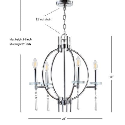 JONATHAN Y JYL7402A Laura 23" Crystal/Metal LED Chandelier Dimmable Chrome