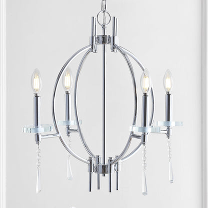 JONATHAN Y JYL7402A Laura 23" Crystal/Metal LED Chandelier Dimmable Chrome