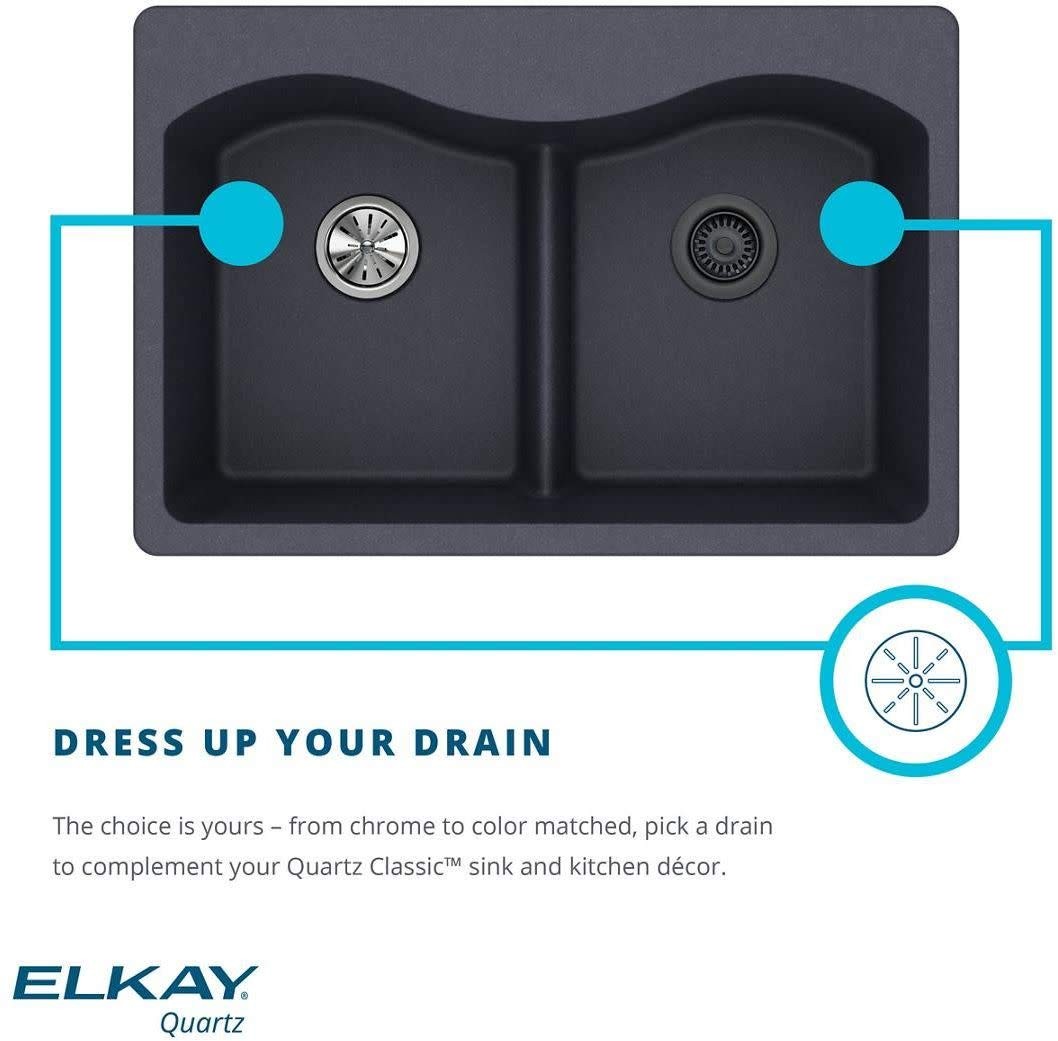 Elkay LKQD35GS Polymer 3.5" Disposer Flange Removable Basket Strainer Greystone
