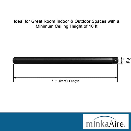 Minka-Aire 18 Inch Ceiling Fan Downrod - Coal - DR518-CL