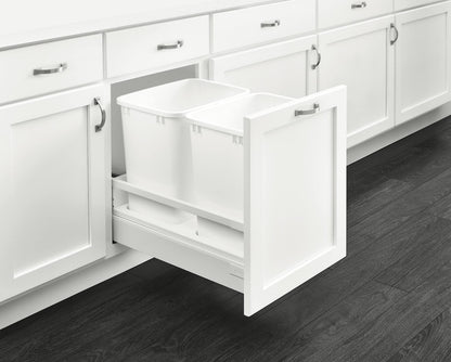 Rev-A-Shelf - TWCSC-21DM-2 - Double 35 Qt. White Pull-Out Bottom Mount Waste