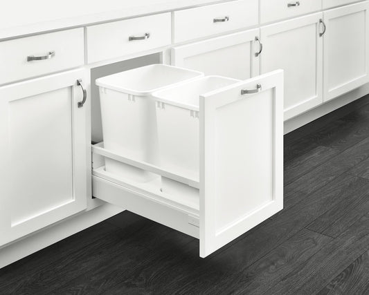Rev-A-Shelf - TWCSC-21DM-2 - Double 35 Qt. White Pull-Out Bottom Mount Waste