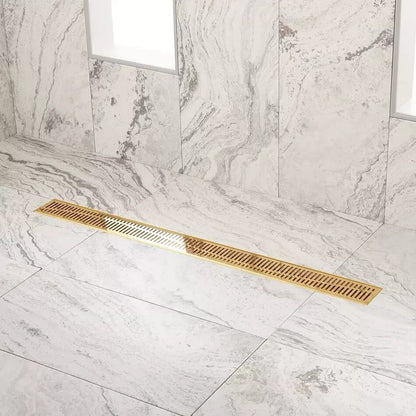 Signature Hardware-36" Rowland Linear Shower Drain - Polished Brass