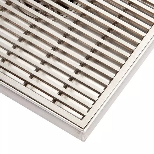 Signature Hardware - 6" Carmen Square Shower Drain - Brushed Stainless Steel
