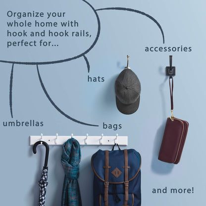 Franklin Brass 20' Coat/Hat Rack Wall Mount White Steel with 6 Hooks FBSSMR6-W-R