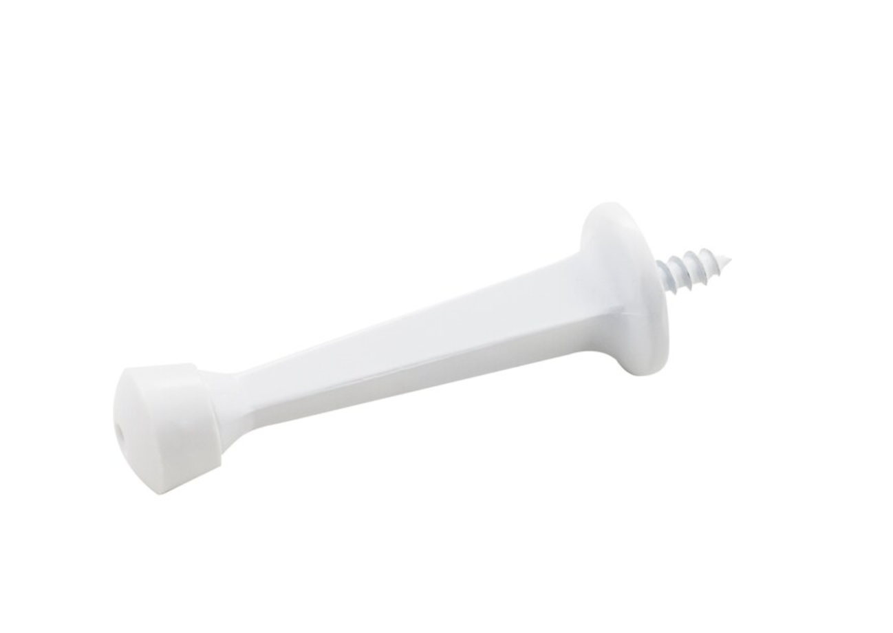 Solid Door Stop W/ Fixed Screw Attachment - White