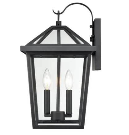 Millennium Lighting Mensun 2 Light 18" Outdoor Wall Sconce w/Clear Glass-Black