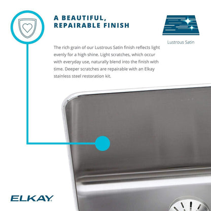 Elkay Lustertone DLR2219103 Single Bowl Top Mount Stainless Steel Sink