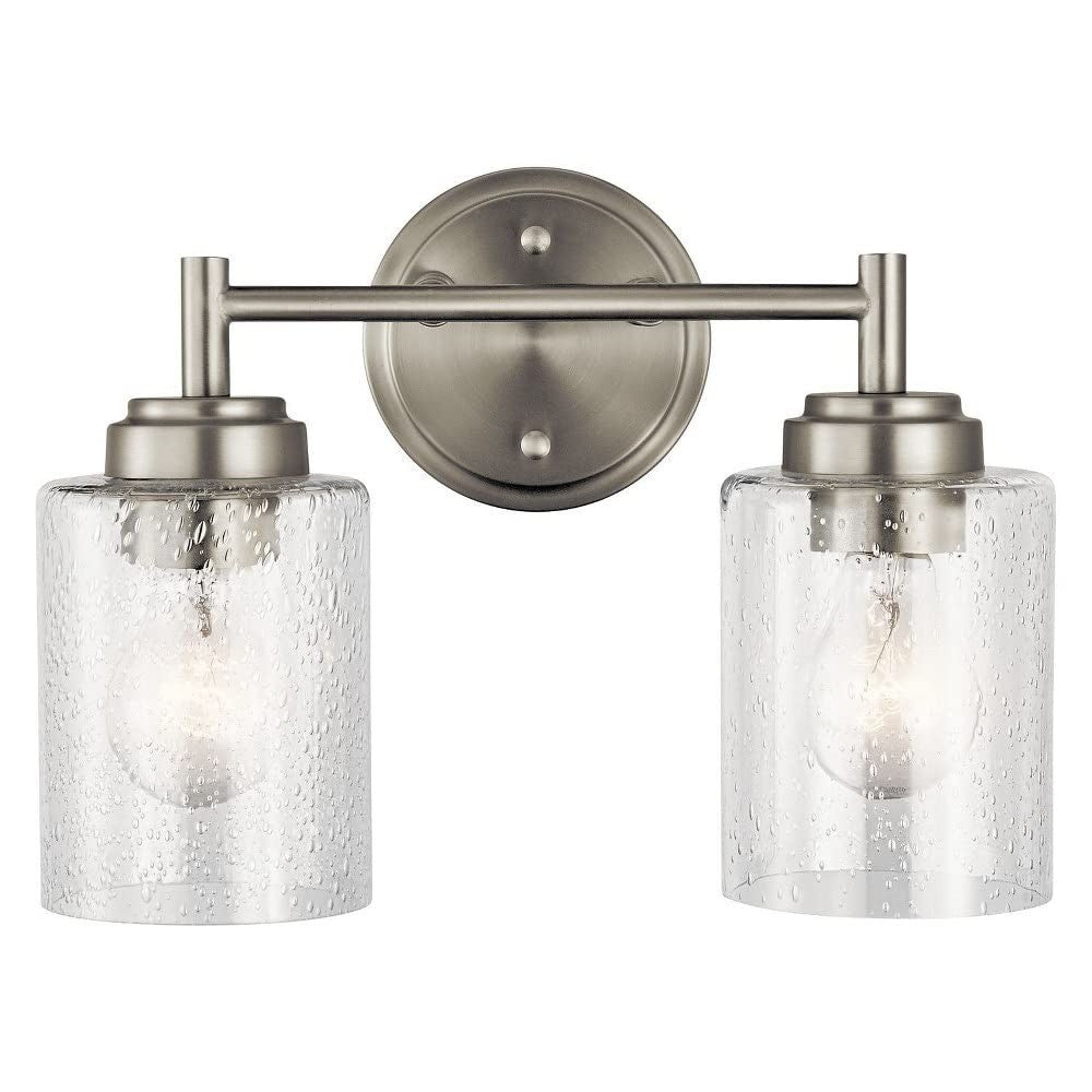 KICHLER 45885BK Winslow Vanity, 2-Light 150 Total Watts, Black, 12.75"