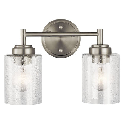 KICHLER 45885BK Winslow Vanity, 2-Light 150 Total Watts, Black, 12.75"