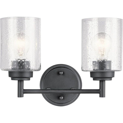 KICHLER 45885BK Winslow Vanity, 2-Light 150 Total Watts, Black, 12.75"