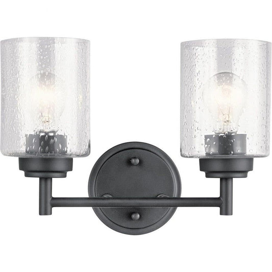 KICHLER 45885BK Winslow Vanity, 2-Light 150 Total Watts, Black, 12.75"
