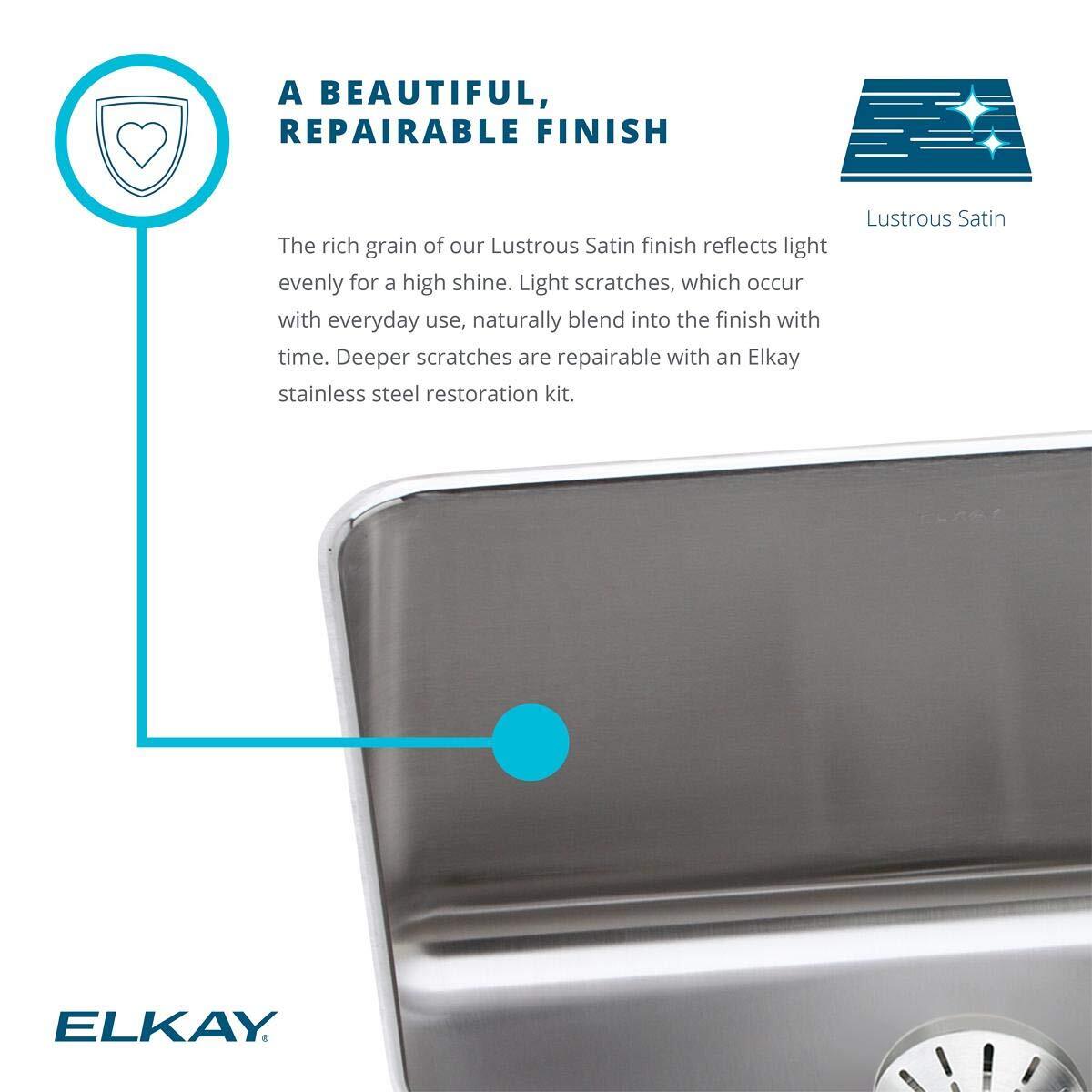 Elkay LR29183 Lustertone Stainless Steel Equal Double Bowl Top Mount Sink
