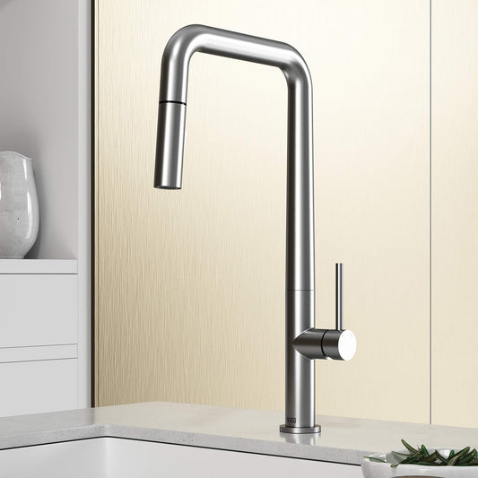 VIGO VG02013ST Parsons 18'' Single Handle Pull-Down Kitchen Faucet Stain-Steel
