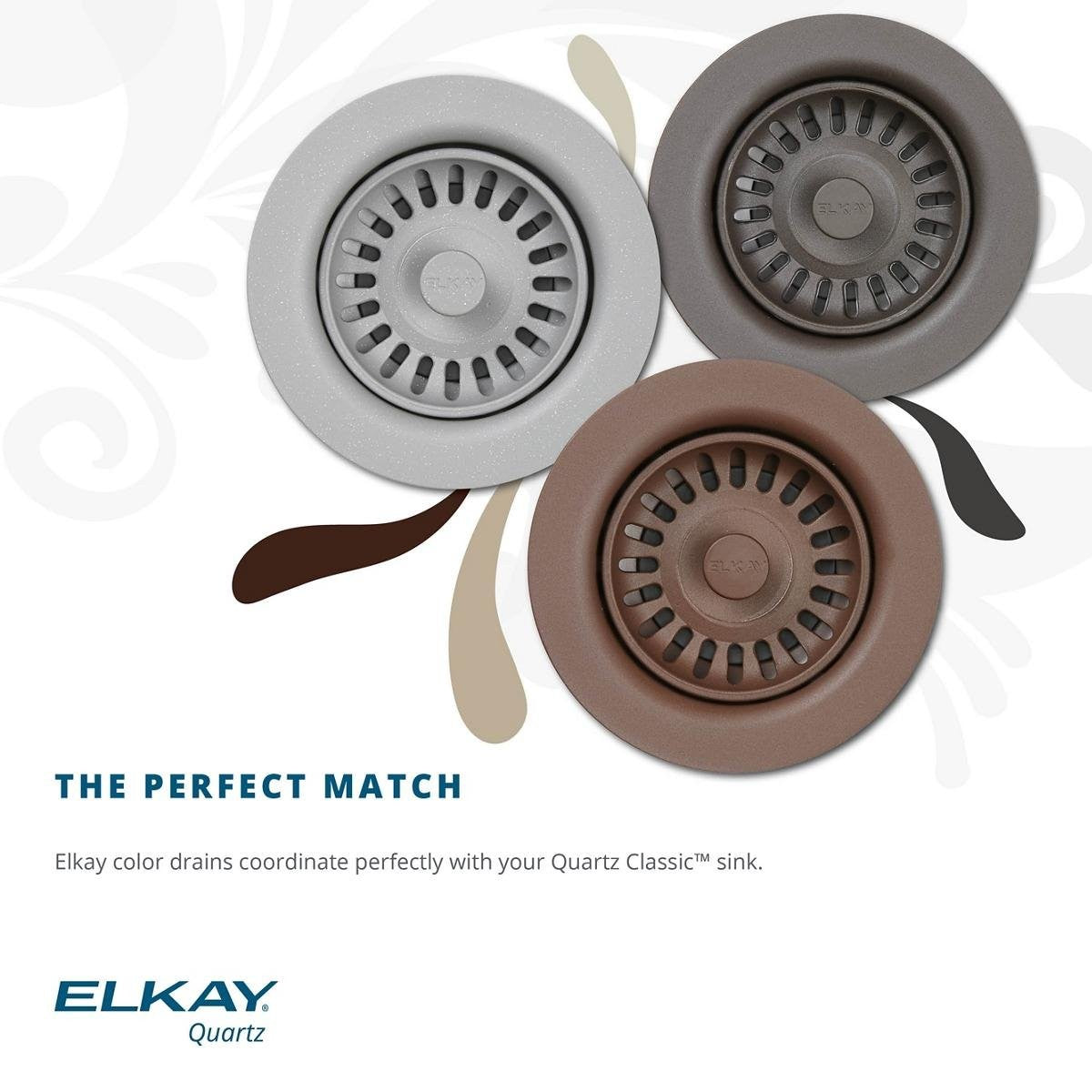 Elkay LKQS35GS Polymer Drain Removable Basket Strainer&Rubber Stopper Greystone