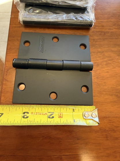 Schlage S3P1010F-RP-622 3.5" Door Hinge w/Square Corner - Matte Black (3-Pack)