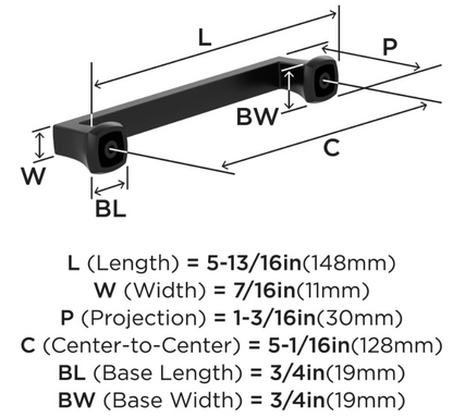 Amerock BP37062MB - 5 1/16" Centers Cabinet Pull in Matte Black
