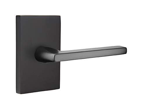 Emtek 5112HLORHUS19 Passage Set Rectangular Rosette Helios Lever, Flat Black, RH