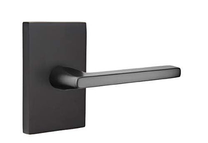 Emtek 5112HLORHUS19 Passage Set Rectangular Rosette Helios Lever, Flat Black, RH